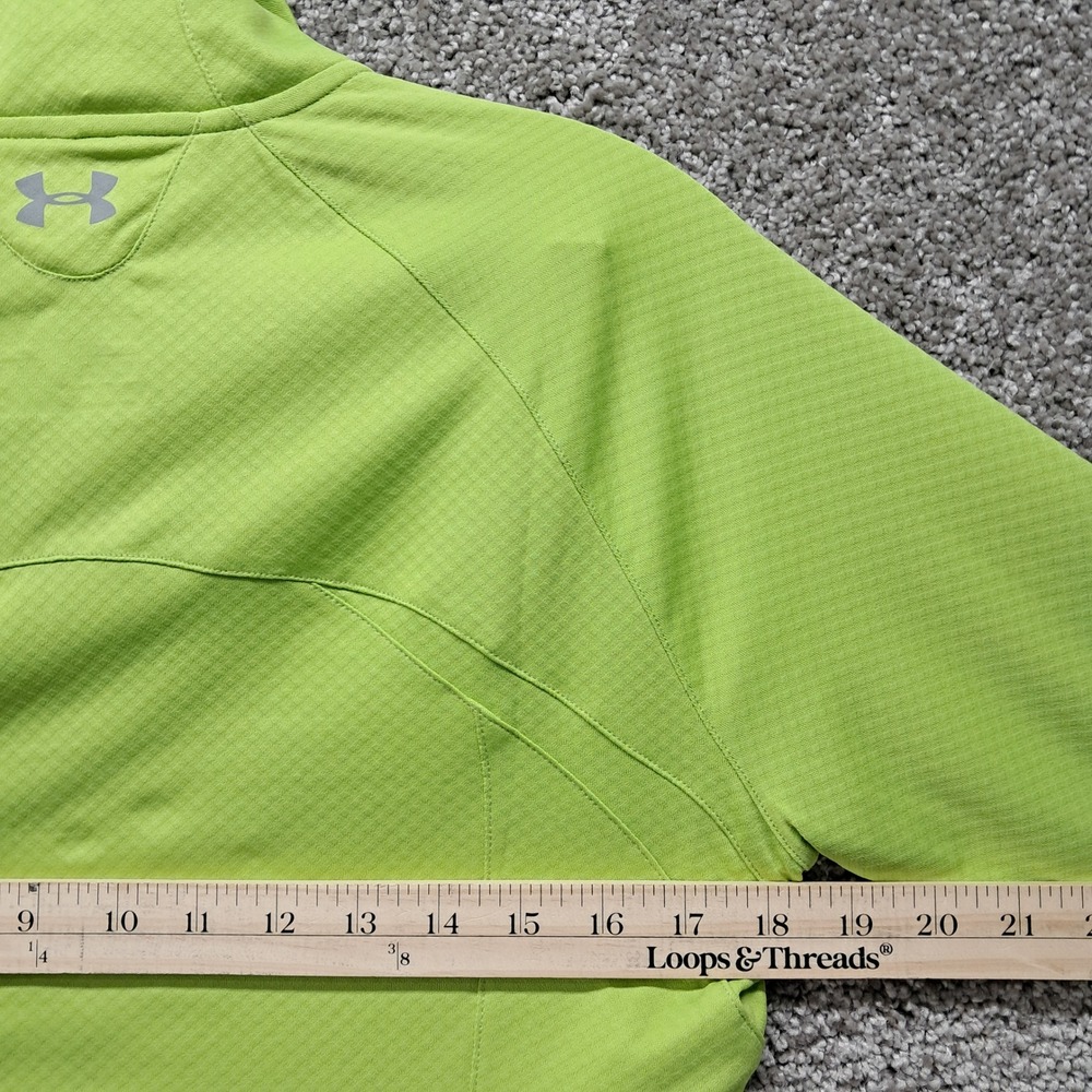 Under Armour Womens HeatGear Lime Green Quarter Zip Pullover Semi-Fitted Medium - Picture 7 of 8